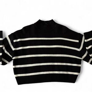Dividend size small. Black and white striped long sleeve sweater.